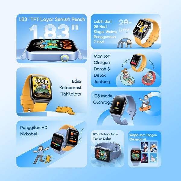 Watch 6 Max Jam Tangan Pintar 6 Max dengan Layar HD 1,83 inci dan Fitur Panggilan