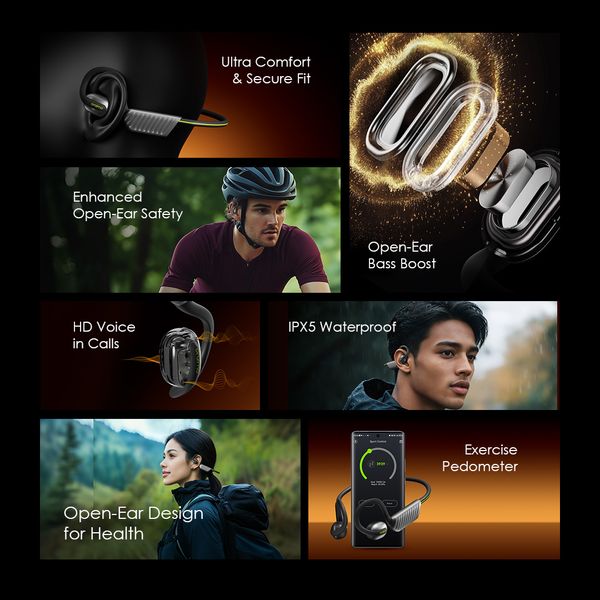 OpenCirclet 2 IPX5 Steps Tracking Open-Ear Earphones