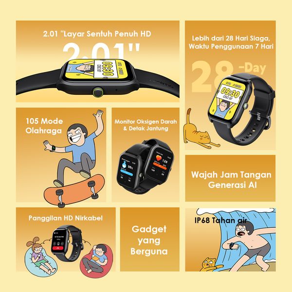 Watch 5 Lite 2.01" HD IP68 Jam Tangan Pintar TAHILALATS