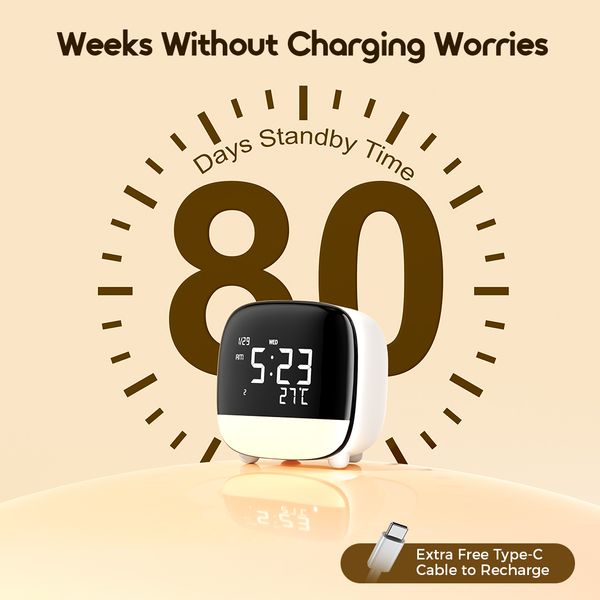 ClockPoint Plus Réveil numérique rechargeable à éclairage tactile