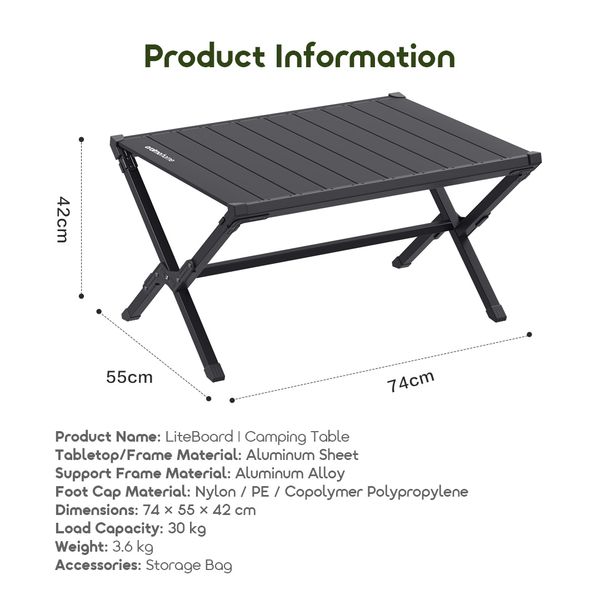 LiteBoard Table de Camping Pliable en Aluminium Durable