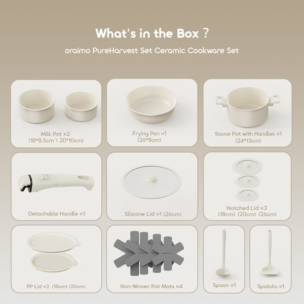 PureHarvest Set Versatile Convenient Ceramic Cookware Set (17pcs)