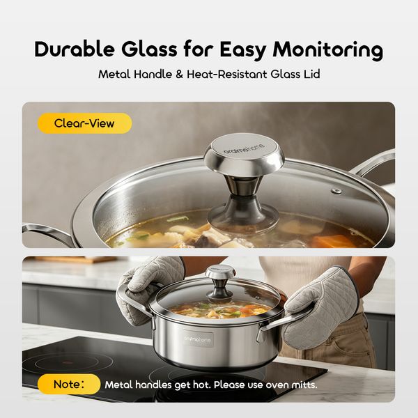 Tri-Ply Set Durable Versatile Stainless Steel Cookware Set(6pcs)