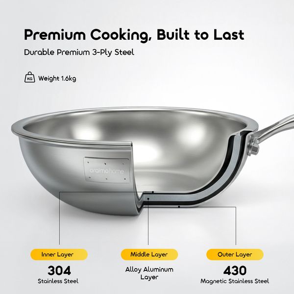 ChefFlare Durable Premium Stainless Steel Deep Fry Pan