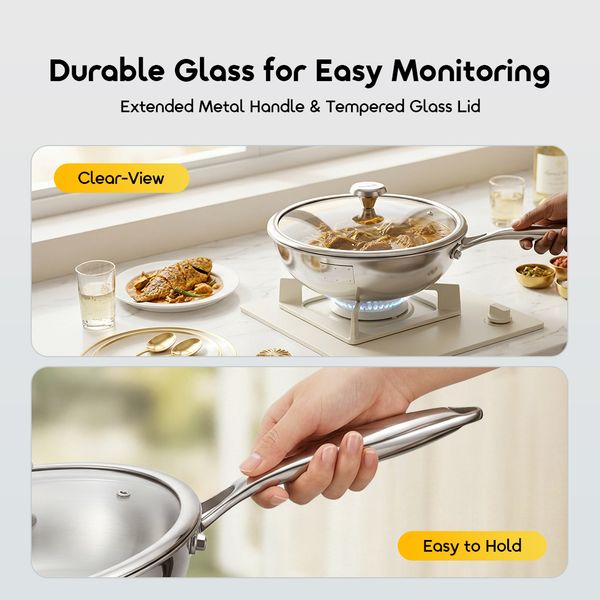 ChefFlare Durable Premium Stainless Steel Deep Fry Pan