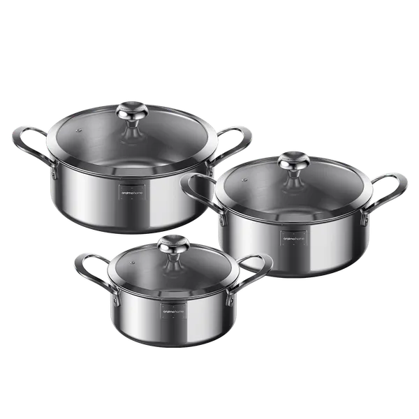 Tri-Ply Set Durable Versatile Stainless Steel Cookware Set(6pcs)