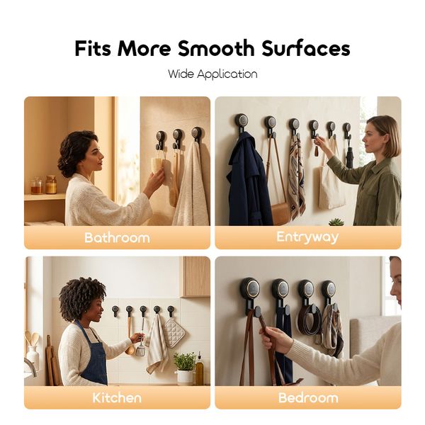 SnapMount Easy Install Heavy-Duty Vacuum Suction Cup Hooks (6pcs)
