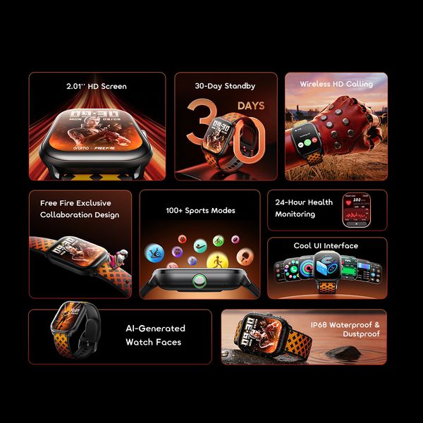 Watch 6 HAYATO X Free Fire 2.01" HD Screen Smart Watch