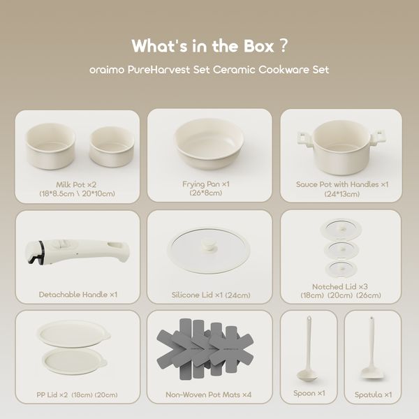 PureHarvest Set Versatile Convenient Ceramic Cookware Set (17pcs)