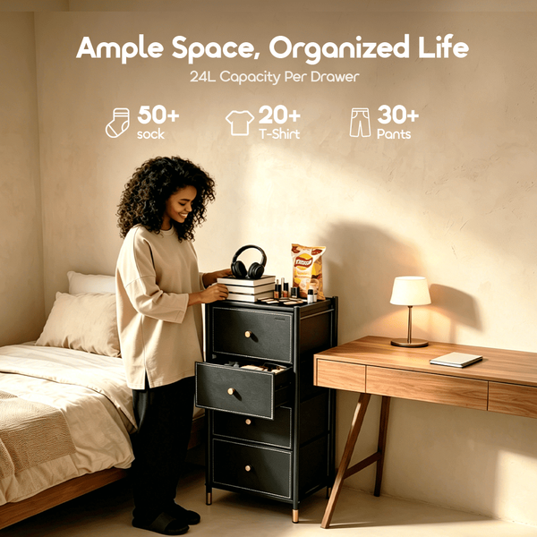 Noir Stand Plus Spacious and Stylish Storage Dresser