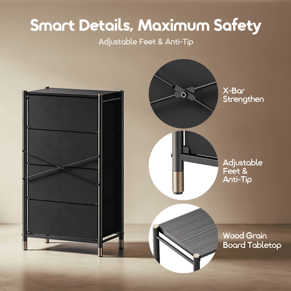Noir Stand Plus Spacious and Stylish Storage Dresser