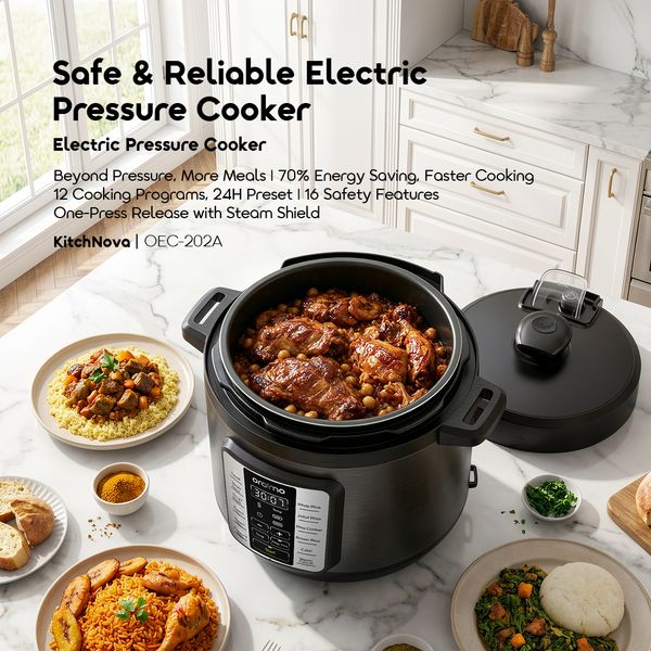 KitchNova 1200W Safe Reliable Multi-Function Pressure Cooker