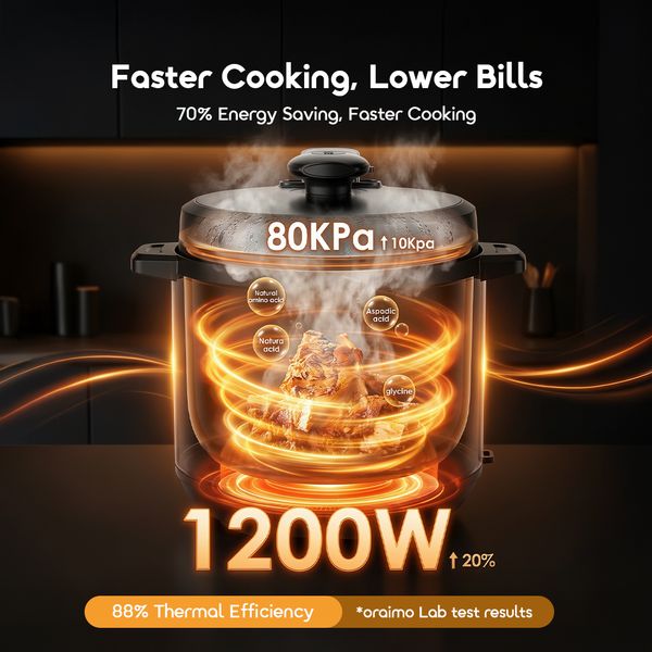 KitchNova 1200W Safe Reliable Multi-Function Pressure Cooker