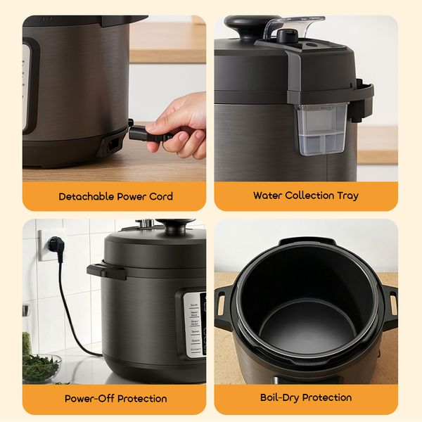 KitchNova 1200W Safe Reliable Multi-Function Pressure Cooker