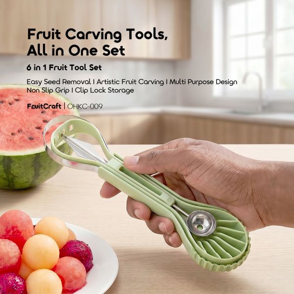 Fruit Carving and Melon Baller Tool Versatile Creative 6 in 1 Fruit Tool Set