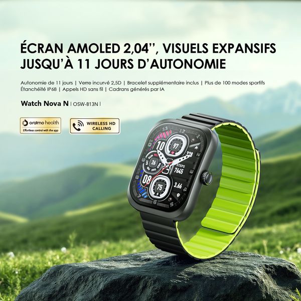 Watch Nova N Montre connectée en verre incurvé 2,5D