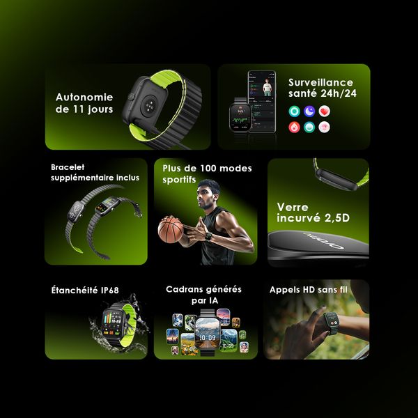 Watch Nova N Montre connectée en verre incurvé 2,5D