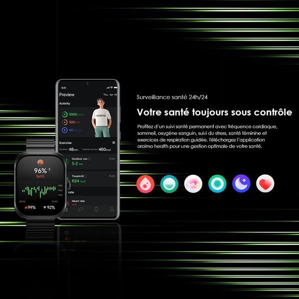 Watch Nova N Montre connectée en verre incurvé 2,5D