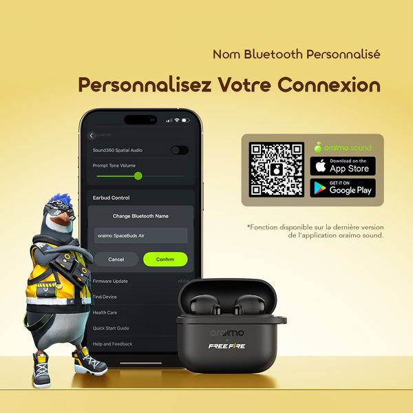 SpaceBuds Air Freefire 38 Heures Localisateur Intelligent Écouteurs Sans Fil Véritables