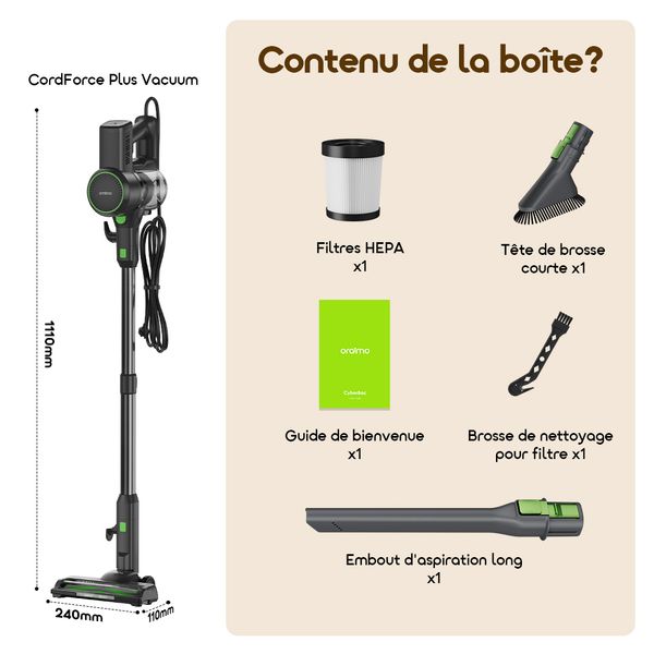 CordForce Plus Aspirateur balai filaire moteur 500 W