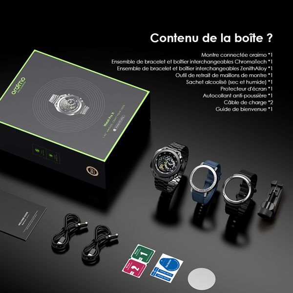 Watch Pro X montre connectée AMOLED 1.43'' IP68 avec 2 boîtiers et bracelets remplaçables