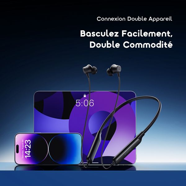 Necklace 5 Écouteurs avec réduction de bruit de 30 dB et vibration lors des appels