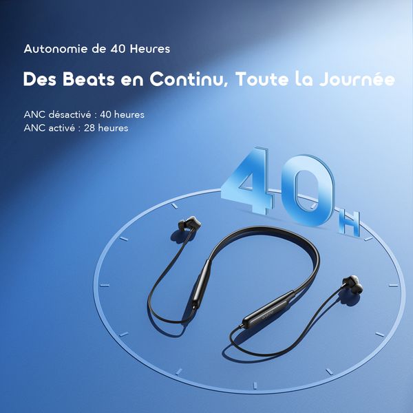 Necklace 5 Écouteurs avec réduction de bruit de 30 dB et vibration lors des appels