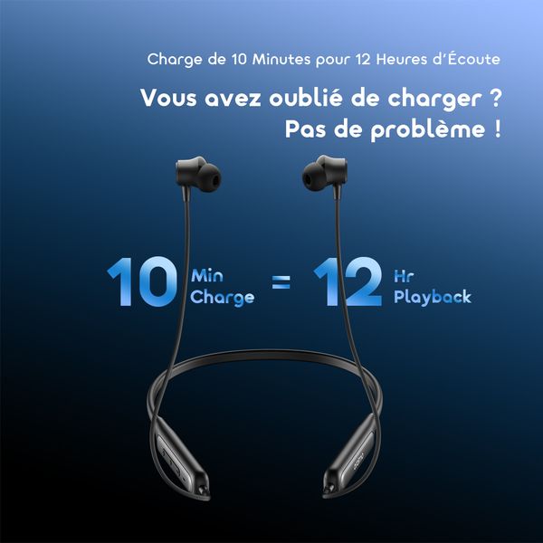 Necklace 5 Écouteurs avec réduction de bruit de 30 dB et vibration lors des appels