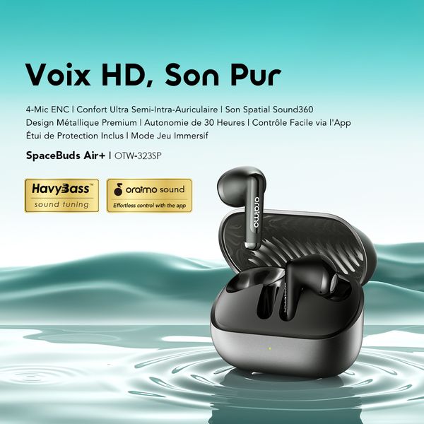 SpaceBuds Air+ Écouteurs True Wireless avec Finition Métallique et Résistance IPX4