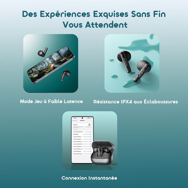 SpaceBuds Air+ Écouteurs True Wireless avec Finition Métallique et Résistance IPX4