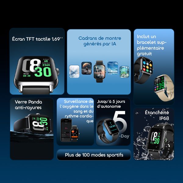 Watch 6 Pro Montre connectée avec cadrans générés par IA