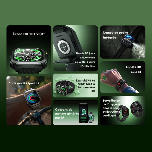 Watch Lumos N Montre connectée avec écran HD 2,01 pouces et étanchéité IP68