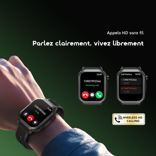 Watch Lumos N Montre connectée avec écran HD 2,01 pouces et étanchéité IP68