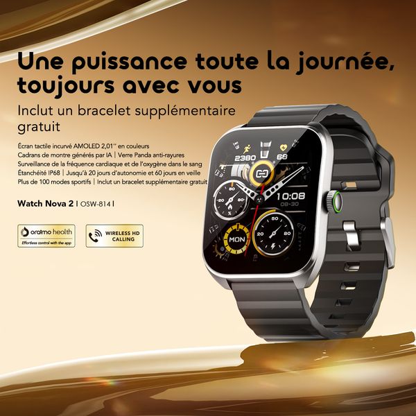 Watch Nova 2 2.01" AMOLED IP68 Curved Touchscreen Smart Watch