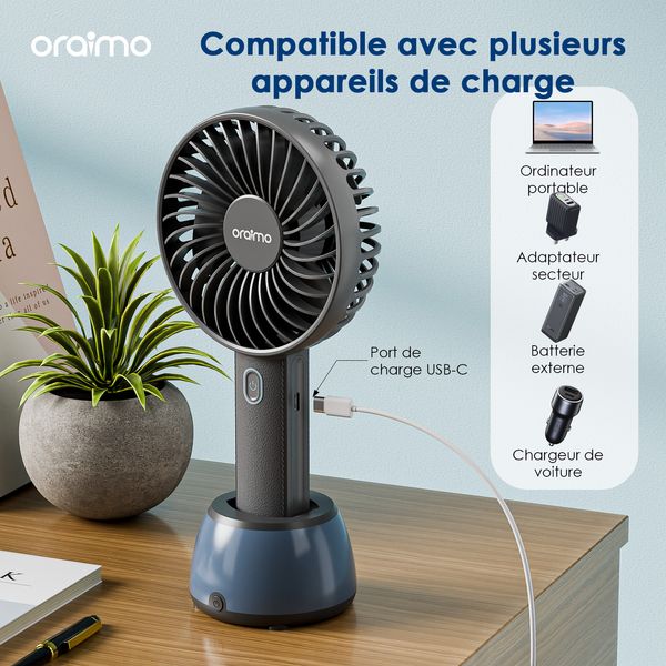 SmartHandheldfan 2 Ventilateur de table avec base lumineuse