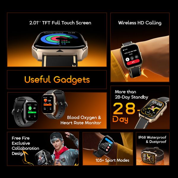 Watch 5 Lite 2.01" HD IP68 Smart Watch FreeFire