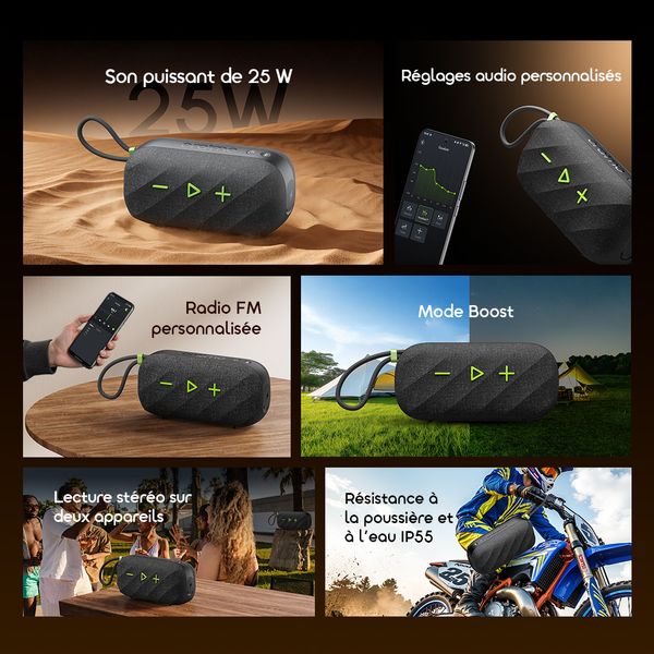 SpaceBox Active Enceinte portable sans fil FM personnalisée et puissante de 25 W