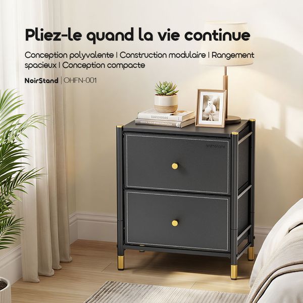 NoirStand Table de chevet spacieuse et polyvalente