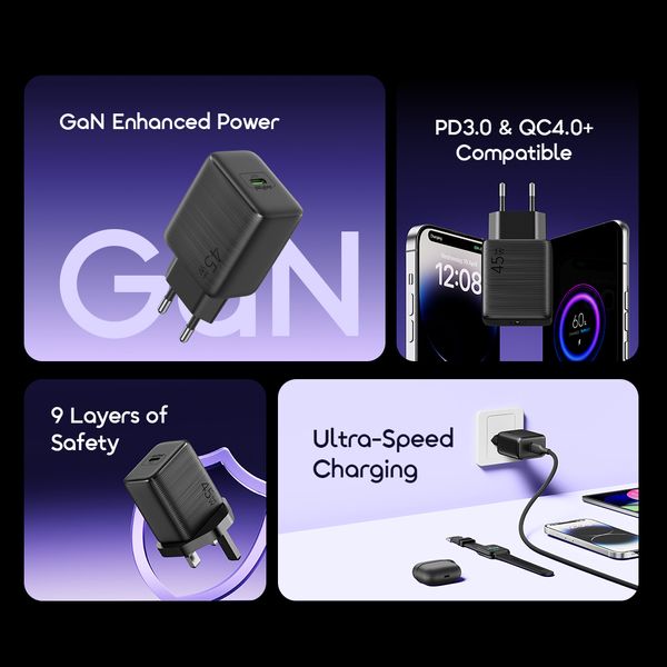 PowerGaN 451 45W Gan Ultra Fast Wall Charger