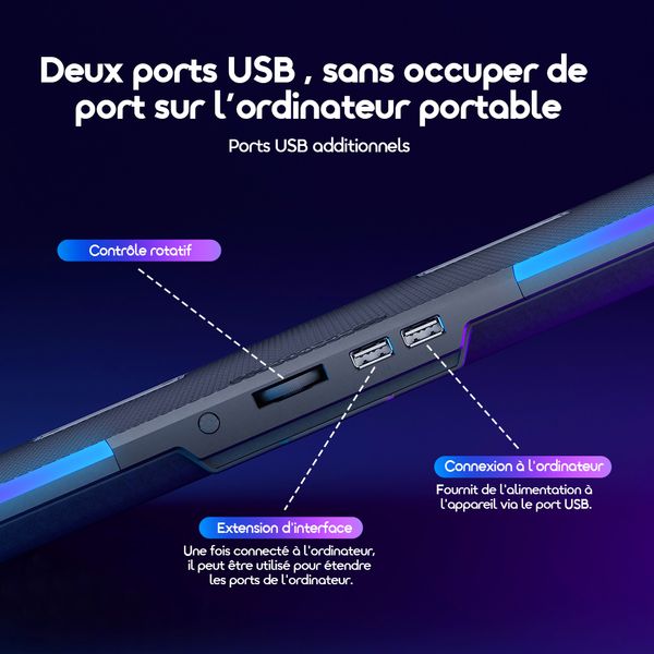 ChillDock Refroidisseur pour ordinateur portable à deux ports USB