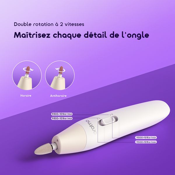 Tipsy Set de manucure avec 6 embouts de forage, 2 vitesses et rotation bidirectionnelle