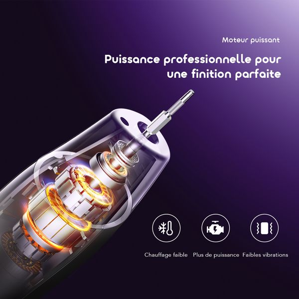 Tipsy Set de manucure avec 6 embouts de forage, 2 vitesses et rotation bidirectionnelle