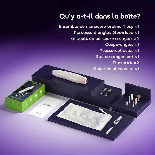 Tipsy Set de manucure avec 6 embouts de forage, 2 vitesses et rotation bidirectionnelle