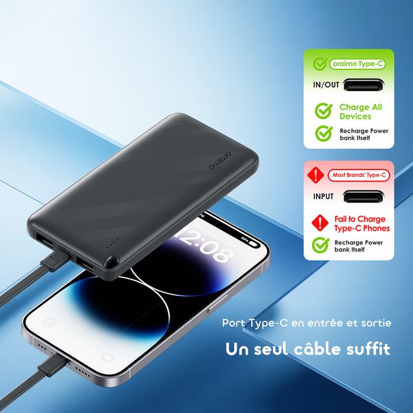 10000mAh Power Bank PowerFlow L1 efficace et fin