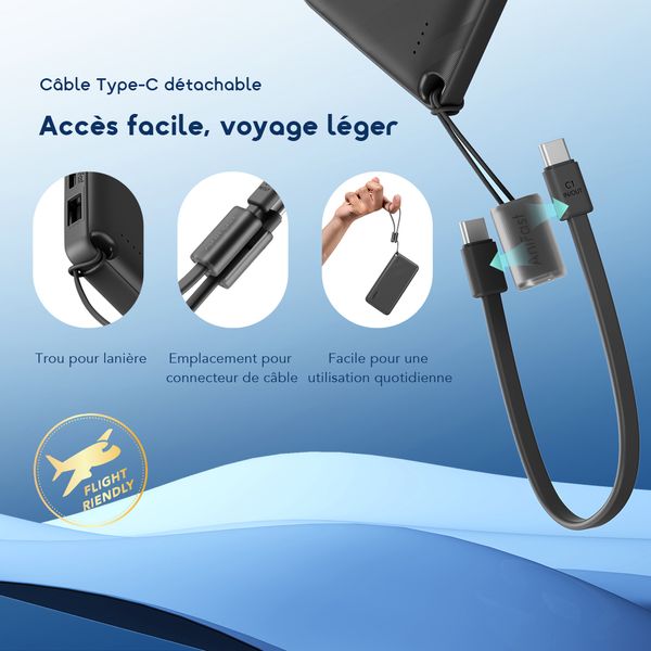 10000mAh Power Bank PowerFlow L1 efficace et fin