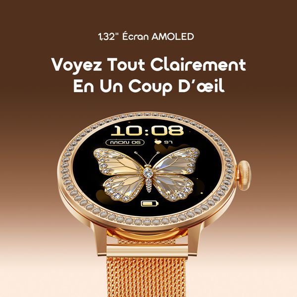 Watch Muse 2 Montre Connectée AMOLED 1,32” au Design Diamant