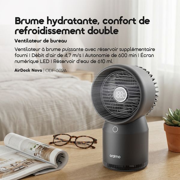 AirDock Nova Ventilateur De Bureau Hydratant Et Rafraîchissant