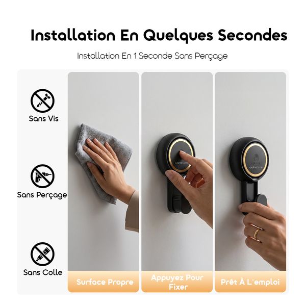 SnapMount Installation Facile Crochets À Ventouse Résistants (6 Pièces)