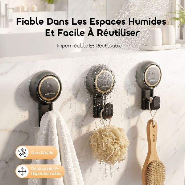 SnapMount Installation Facile Crochets À Ventouse Résistants (6 Pièces)
