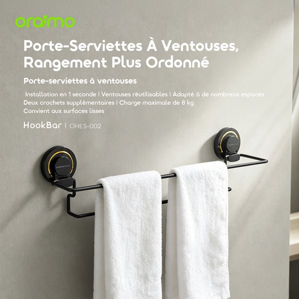 HookBar Porte-Serviettes À Ventouses Polyvalent Et Résistant